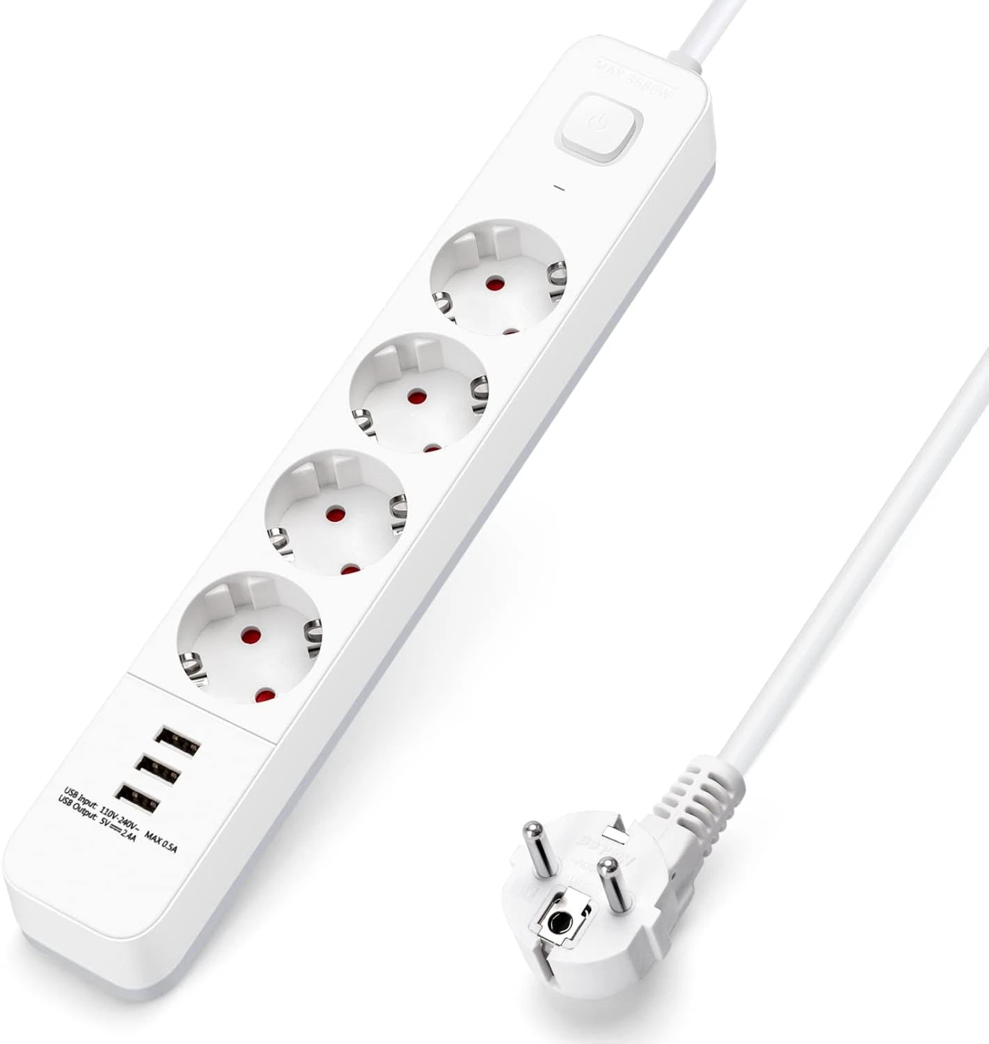 Regleta con 4 enchufes e interruptor